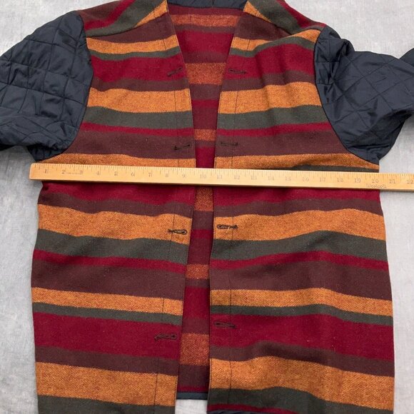 Woolrich Coat Blanket Liner Women XLarge‎ Red Brown Stripe Wool Cotton Quilt - Picture 5 of 10